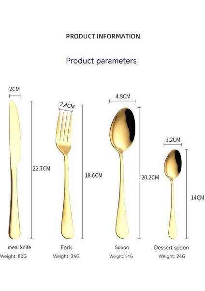 24 Parça Bıçak, Çatal ve Kaşık Altın Yumurta Çatal Seti (Yurt Dışından)