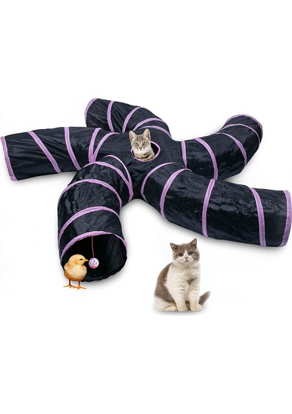 Beş Yönlü Mor Katlanabilir Kedi Evi Kedi Tüneli Evcil Hayvan Oyunu (Yurt Dışından)