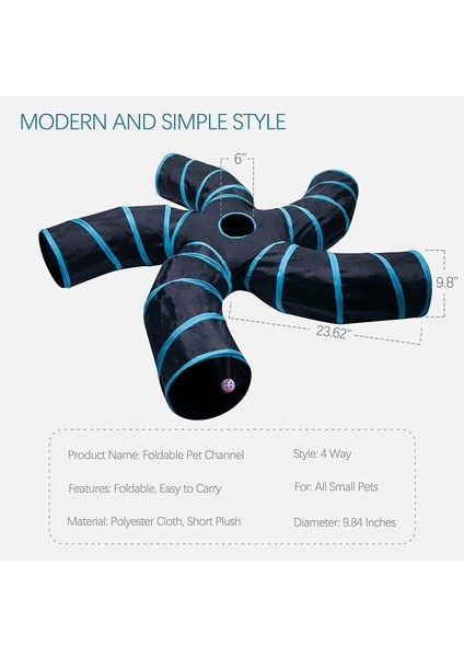 Beş Yollu Mavi Katlanabilir Kedi Evi Kedi Tüneli Evcil Hayvan Oyunu (Yurt Dışından) modelleri