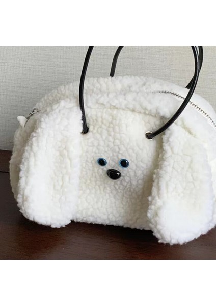 Kabarık Büyük Kulak Köpek Crossbody Sevimli Peluş Omuz Karikatür Yumuşak Küçük Çanta (Yurt Dışından) modelleri