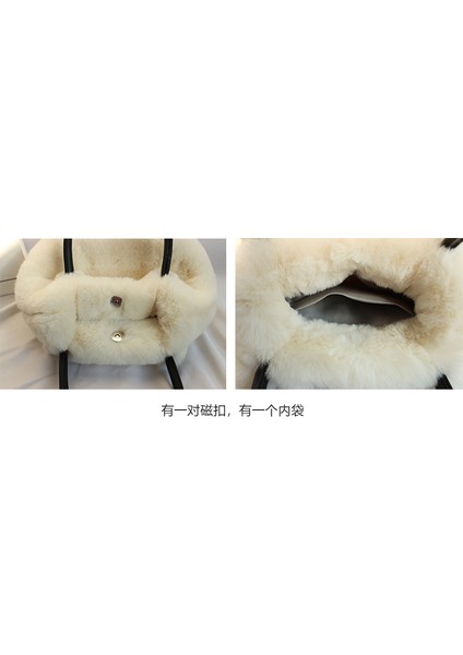 Kiraz Kolye Peluş Tote Faux Fur Küçük Tote Omuz Çantası (Yurt Dışından) indirimleri