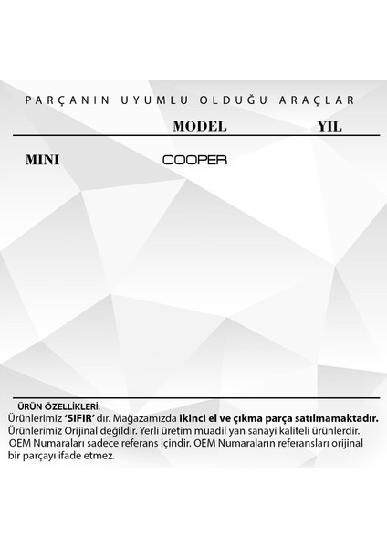 Alpha Auto Part Bmw Mini Cooper Için Kontak Şaft Kilit Silindir Mili