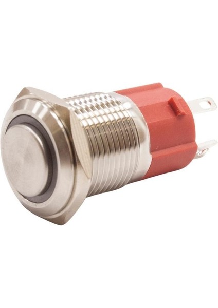 16D-G1-E 16MM Çıkık Yaylı Işıklı Metal Buton - Beyaz