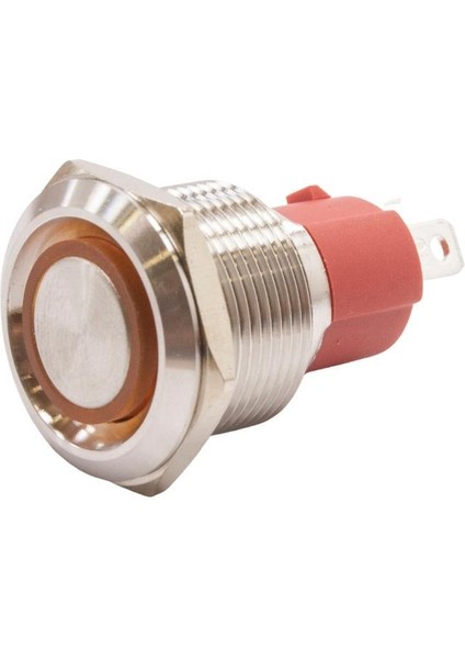 19D-P1Z-E 19MM Düz Anahtarlı Işıklı Metal Buton - Sarı