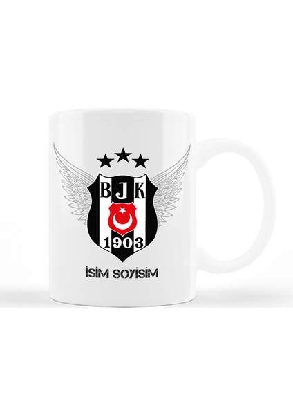 Kişiye Özel Beşiktaş Isim Baskılı Kupa - Çift Taraflı Baskı - Solmaz - Hediyelik Kupa