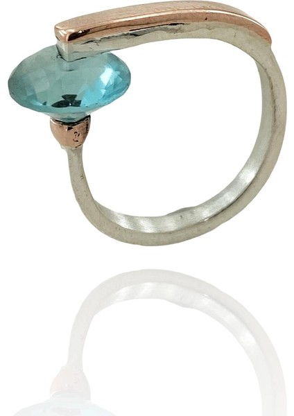 925 Gümüş Özel Tasarım Dönen Aquamarin Otantik El Üretimi Yüzük modelleri