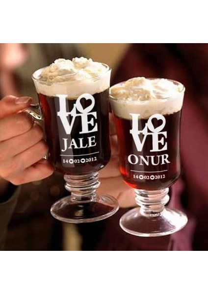 Çiftlere Love Temalı Irish Kahve Seti