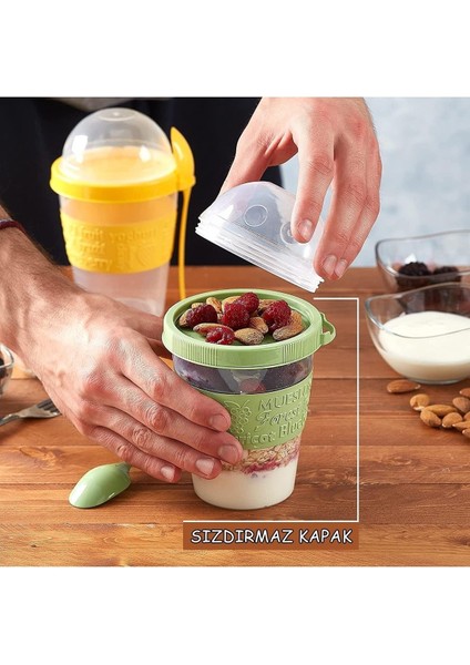 600ML Kaşıklı Diyet Bardağı Taşınabilir Yemek Saklama Yoğurt Kabı