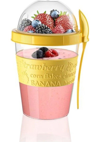 600ML Kaşıklı Diyet Bardağı Taşınabilir Yemek Saklama Yoğurt Kabı modelleri