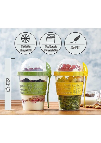 600ML Kaşıklı Diyet Bardağı Taşınabilir Yemek Saklama Yoğurt Kabı fırsatları