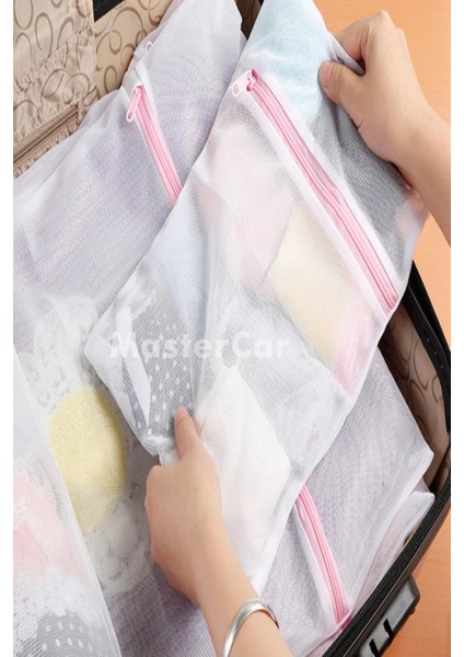 3 Adet Premium Kalite Çamaşır Yıkama Filesi Renkli Fermuarlı Çamaşır Torbası Fileli Kirli Sepeti fırsatları