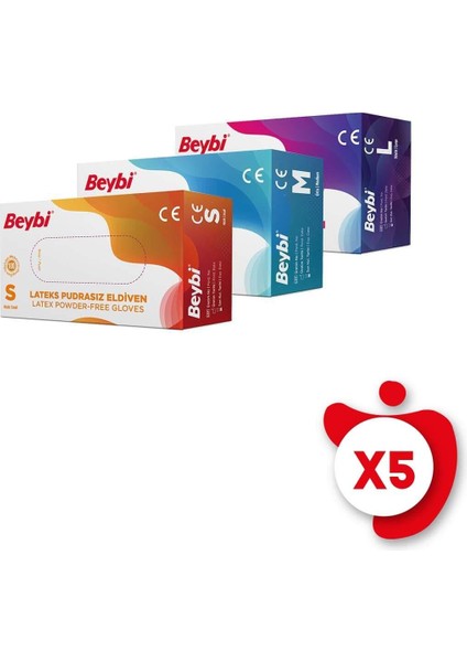Pudrasız Lateks Eldiven L Beden Beyaz 100'LÜ 5 Paket