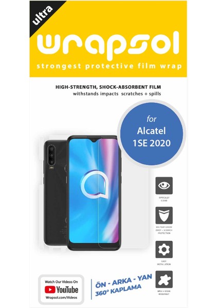 Alcatel 1se 2020 Full Body Ekran Koruyucu Ön Arka Yan Darbe Emici Poliüretan Film