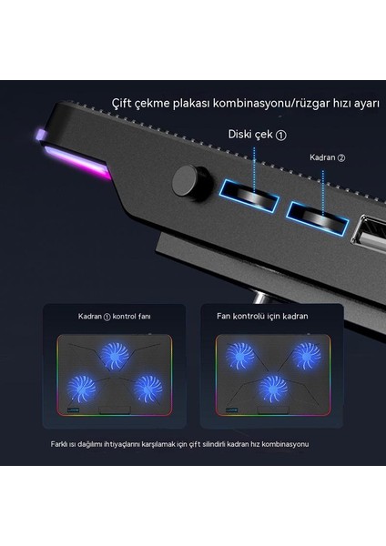 Ayarlanabilir Rgb Dizüstü Bilgisayar Laptop Soğutucu (Yurt Dışından)