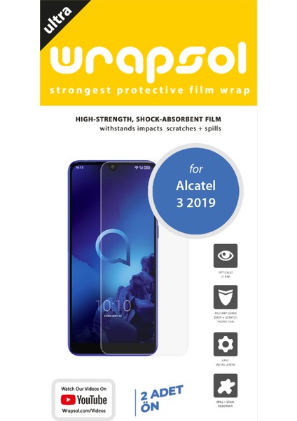 Alcatel 3 2019 Ekran Koruyucu Darbe Emici Poliüretan Film Amerika Üretimi