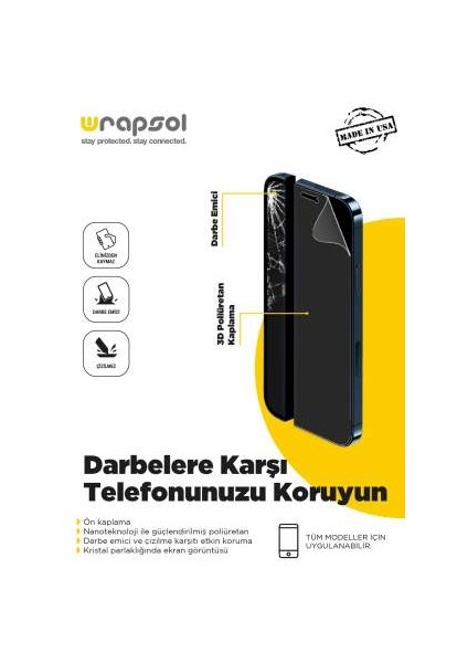 Alcatel 3 2019 Ekran Koruyucu Darbe Emici Poliüretan Film Amerika Üretimi