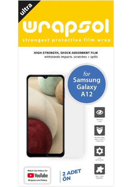 Galaxy A12 Ekran Koruyucu Darbe Emici Poliüretan Film Amerika Üretimi