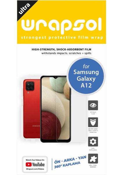 Galaxy A12 Full Body Ekran Koruyucu Ön Arka Yan Darbe Emici Poliüretan Film