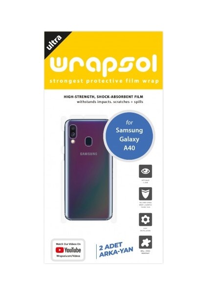 Galaxy A40 Arka Yan Koruyucu Darbe Emici Poliüretan Film Amerika Üretimi