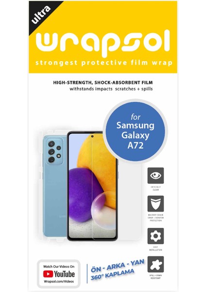 Galaxy A72 Full Body Ekran Koruyucu Ön Arka Yan Darbe Emici Poliüretan Film