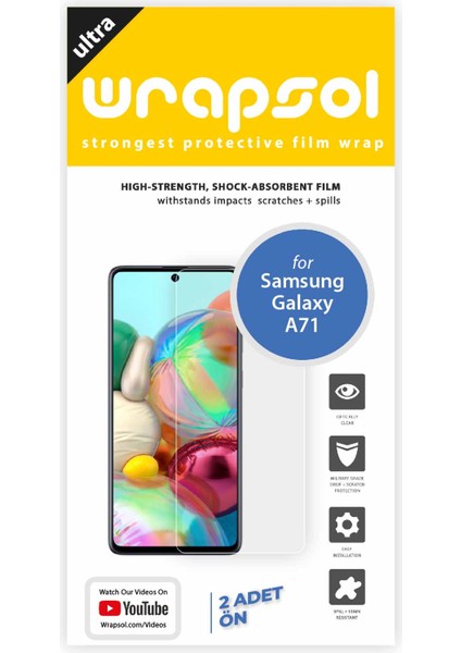 Galaxy A71 Ekran Koruyucu Darbe Emici Poliüretan Film Amerika Üretimi