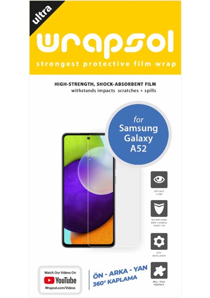 Galaxy A52 Full Body Ekran Koruyucu Ön Arka Yan Darbe Emici Poliüretan Film