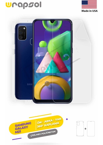 Galaxy M21 Full Body Ekran Koruyucu Ön Arka Yan Darbe Emici Poliüretan Film