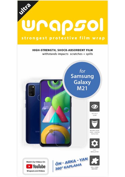 Galaxy M21 Full Body Ekran Koruyucu Ön Arka Yan Darbe Emici Poliüretan Film