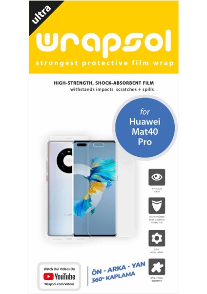 Huawei P40 Pro Full Body Ekran Koruyucu Ön Arka Yan Darbe Emici Poliüretan Film