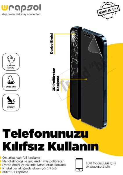 Huawei P40 Lite E Full Body Ekran Koruyucu Ön Arka Yan Darbe Emici Poliüretan Film