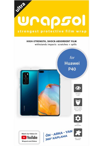 Huawei P40 Full Body Ekran Koruyucu Ön Arka Yan Darbe Emici Poliüretan Film