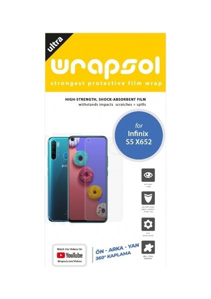 Infinix S5 X652 Full Body Ekran Koruyucu Ön Arka Yan Darbe Emici Poliüretan Film fiyatları