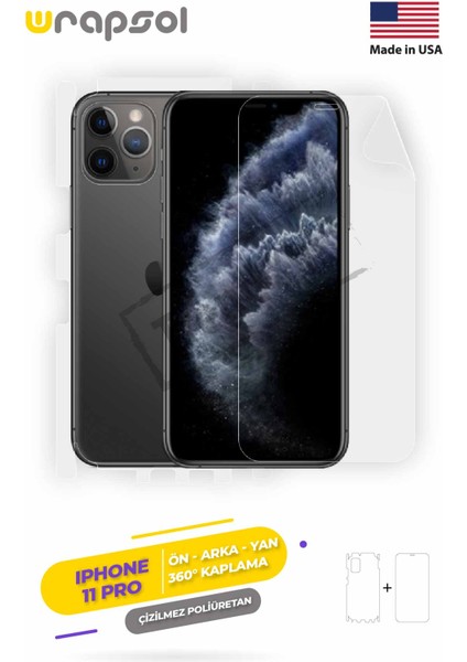 iPhone 11 Pro Full Body Ekran Koruyucu Ön Arka Yan Darbe Emici Poliüretan Film