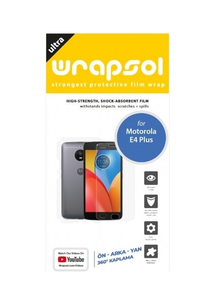 Motorola E4 Plus Full Body Ekran Koruyucu Ön Arka Yan Darbe Emici Poliüretan Film