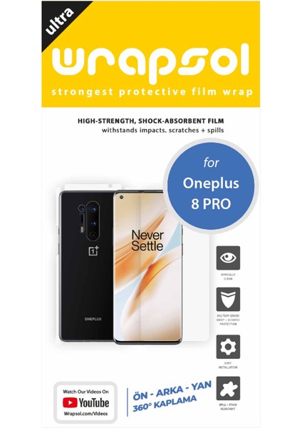 Oneplus 8 Pro Full Body Ekran Koruyucu Ön Arka Yan Darbe Emici Poliüretan Film