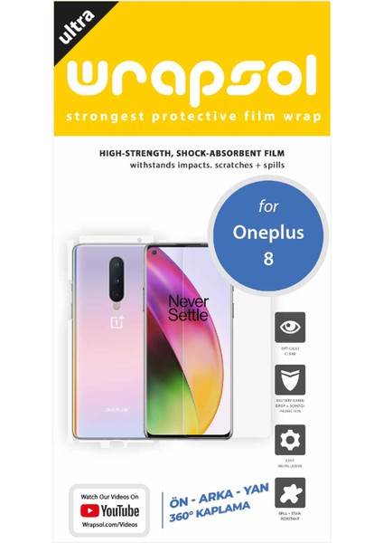 Oneplus 8 Full Body Ekran Koruyucu Ön Arka Yan Darbe Emici Poliüretan Film