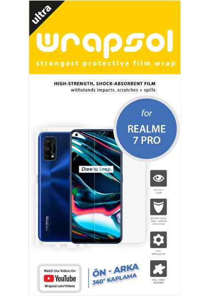 Realme 7 Pro Full Body Ekran Koruyucu Ön Arka Yan Darbe Emici Poliüretan Film