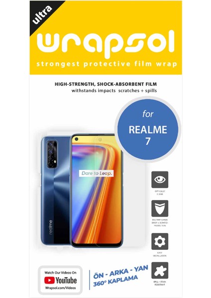 Realme 7 Full Body Ekran Koruyucu Ön Arka Yan Darbe Emici Poliüretan Film