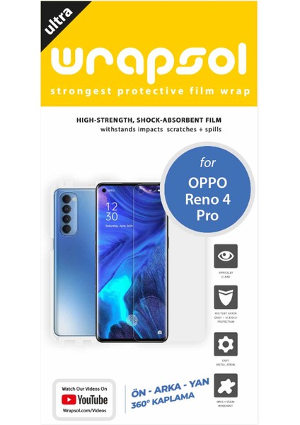 Oppo Reno 4 Pro Full Body Ekran Koruyucu Ön Arka Yan Darbe Emici Poliüretan Film