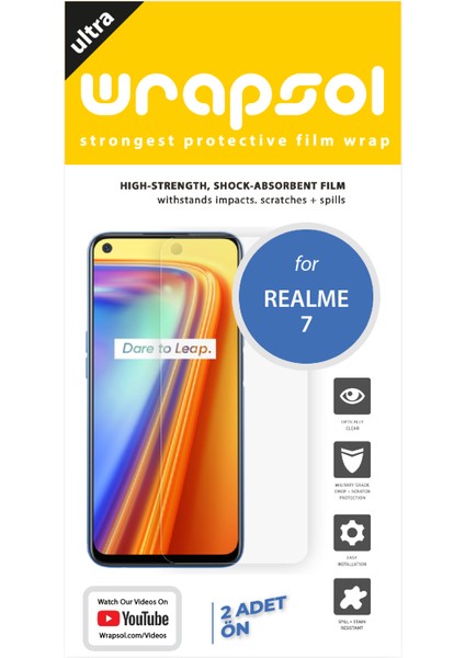 Realme 7 Ekran Koruyucu Darbe Emici Poliüretan Film Amerika Üretimi