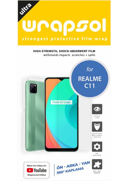 Realme C11 Full Body Ekran Koruyucu Ön Arka Yan Darbe Emici Poliüretan Film fiyatları