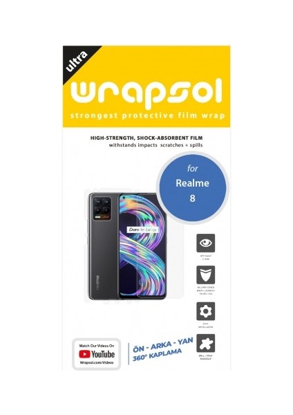 Realme 8 Full Body Ekran Koruyucu Ön Arka Yan Darbe Emici Poliüretan Film