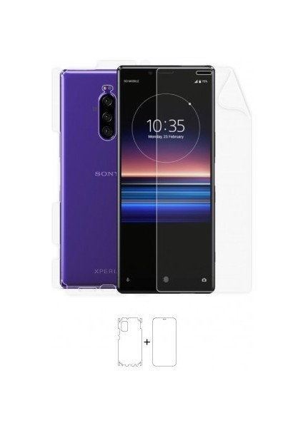 Sony Xperia 1 Full Body Ekran Koruyucu Ön Arka Yan Darbe Emici Poliüretan Film