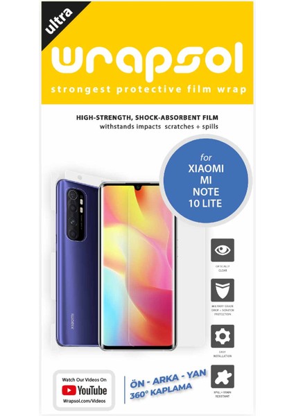 Xiaomi Mi Note 10 Lite Full Body Ekran Koruyucu Ön Arka Yan Darbe Emici Poliüretan Film