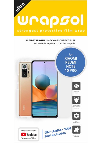 Xiaomi Redmi Note 10 Pro Full Body Ekran Koruyucu Ön Arka Yan Darbe Emici Poliüretan Film