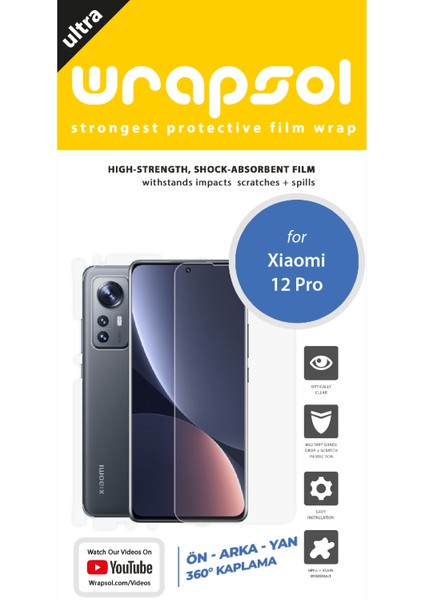 Xiaomi 12 Pro Full Body Ekran Koruyucu Ön Arka Yan Darbe Emici Poliüretan Film fiyatları