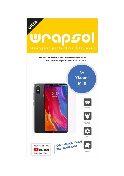 Xiaomi Mi 8 Full Body Ekran Koruyucu Ön Arka Yan Darbe Emici Poliüretan Film