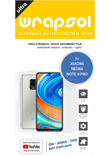 Xiaomi Redmi Note 9 Pro Full Body Ekran Koruyucu Ön Arka Yan Darbe Emici Poliüretan Film