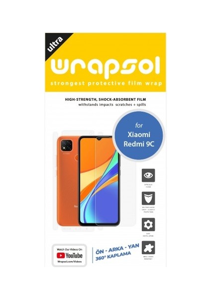 Xiaomi Redmi 9c Full Body Ekran Koruyucu Ön Arka Yan Darbe Emici Poliüretan Film