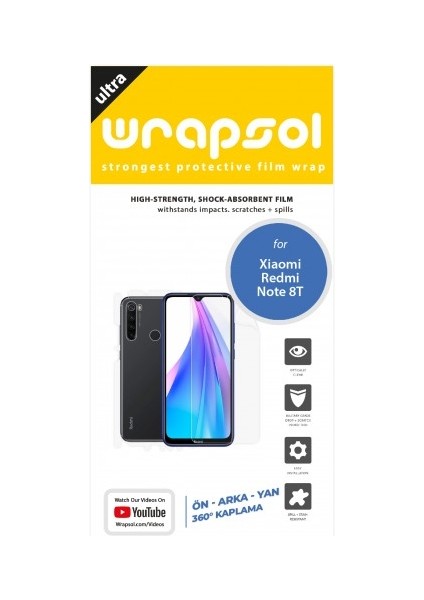 Xiaomi Redmi Note 8t Full Body Ekran Koruyucu Ön Arka Yan Darbe Emici Poliüretan Film fiyatları